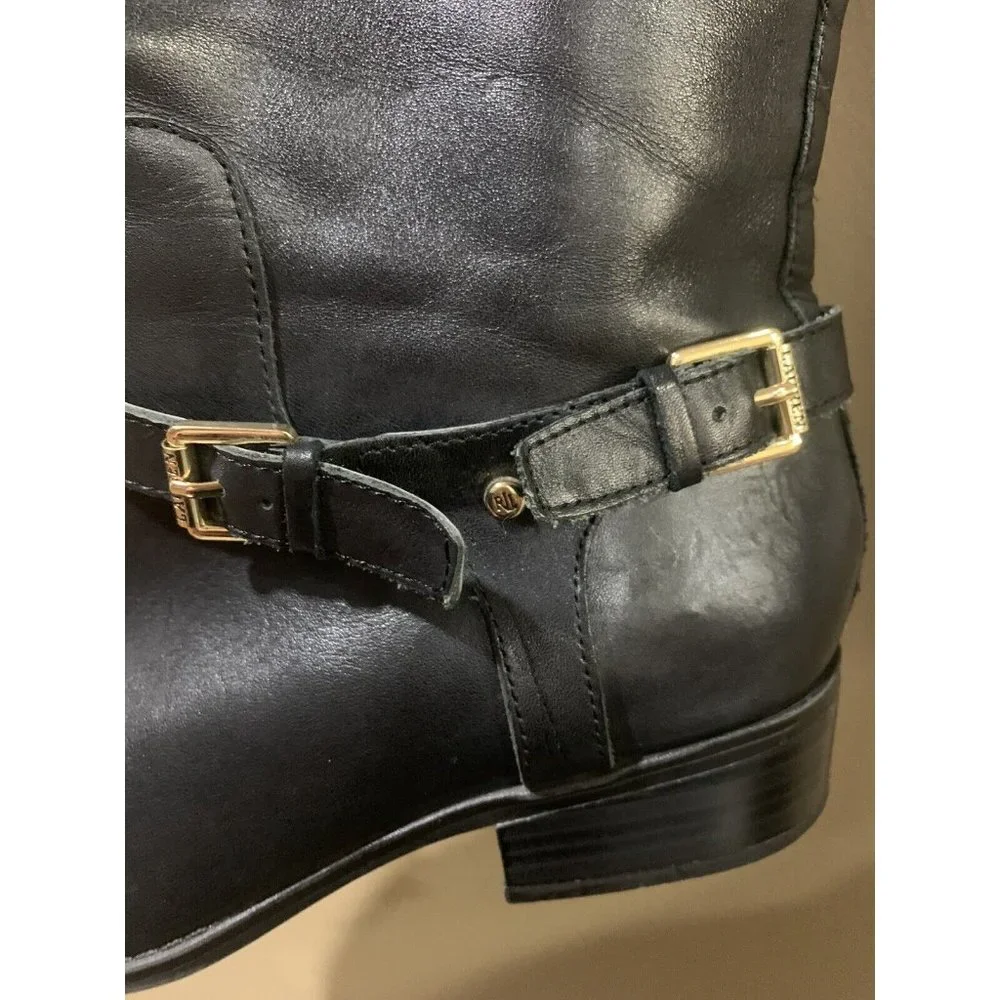 LAUREN RALPH LAUREN 'Marion' Riding Knee High Boots Black Size 7 - Picture 4 of 13